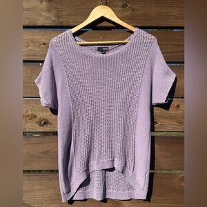 a.n.a Lavender Short Sleeve Lightweight Scoop Neck Knit Top